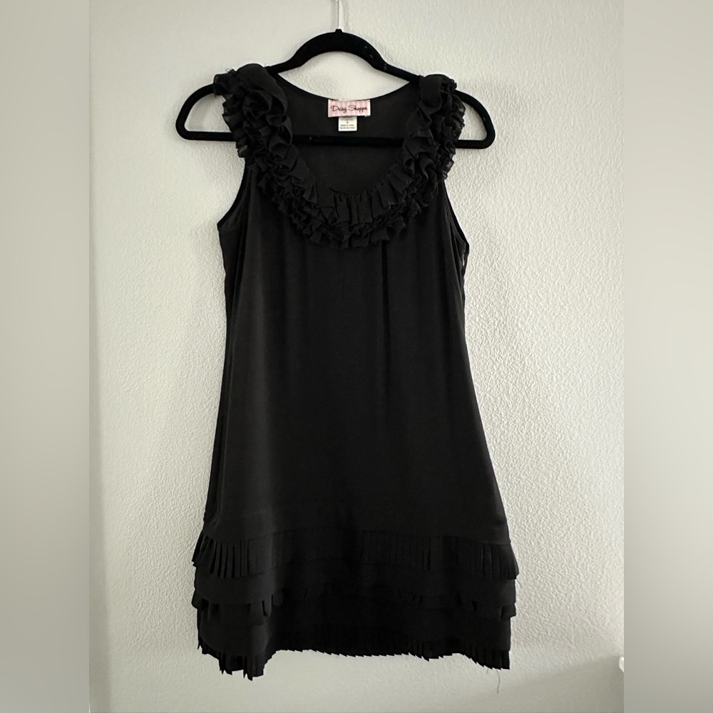 Daisy Shoppe Black Ruffle/Pleat Dress